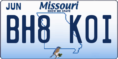MO license plate BH8K0I