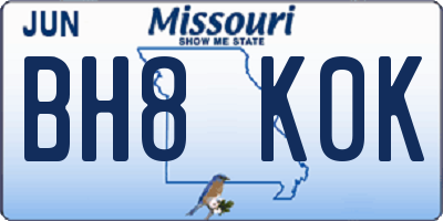 MO license plate BH8K0K
