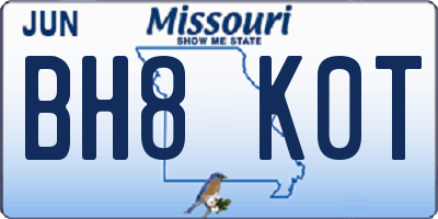 MO license plate BH8K0T