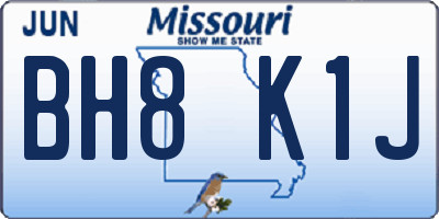 MO license plate BH8K1J