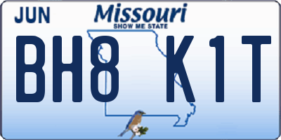 MO license plate BH8K1T