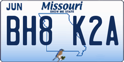 MO license plate BH8K2A
