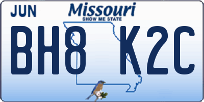 MO license plate BH8K2C