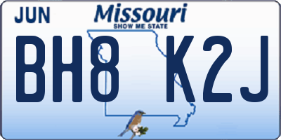 MO license plate BH8K2J