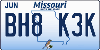 MO license plate BH8K3K
