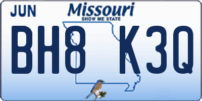 MO license plate BH8K3Q