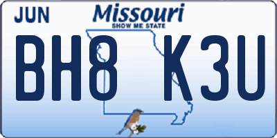 MO license plate BH8K3U