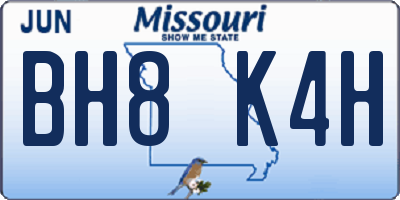 MO license plate BH8K4H