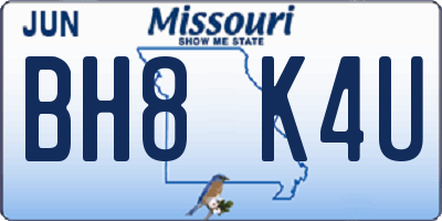 MO license plate BH8K4U
