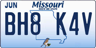MO license plate BH8K4V