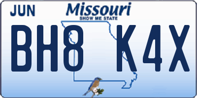 MO license plate BH8K4X