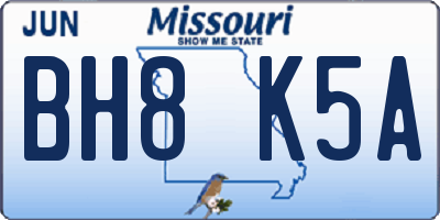 MO license plate BH8K5A