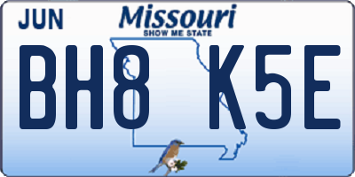 MO license plate BH8K5E