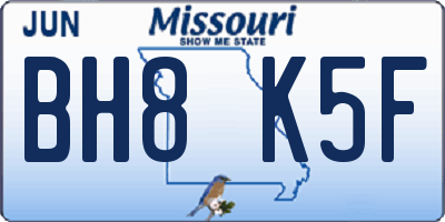 MO license plate BH8K5F