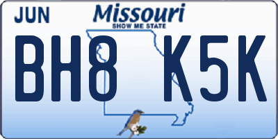 MO license plate BH8K5K