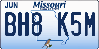 MO license plate BH8K5M