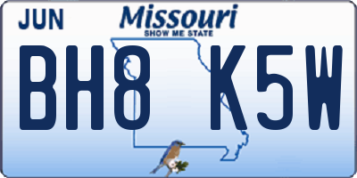 MO license plate BH8K5W