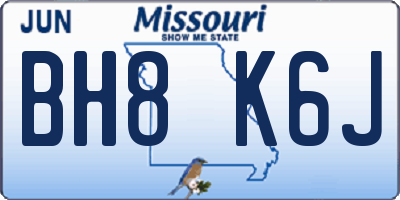 MO license plate BH8K6J
