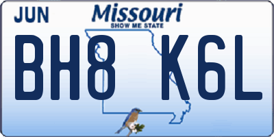 MO license plate BH8K6L