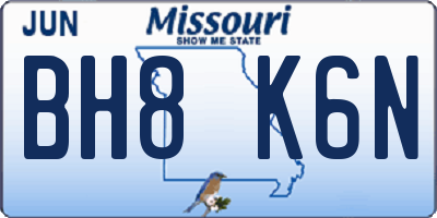 MO license plate BH8K6N