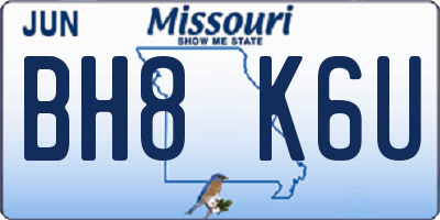 MO license plate BH8K6U