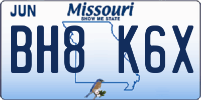 MO license plate BH8K6X