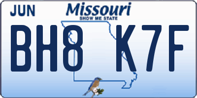 MO license plate BH8K7F