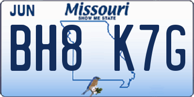 MO license plate BH8K7G