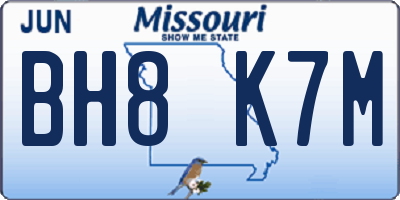 MO license plate BH8K7M