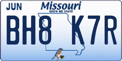 MO license plate BH8K7R