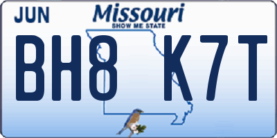 MO license plate BH8K7T