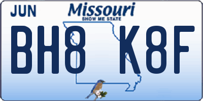 MO license plate BH8K8F