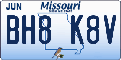 MO license plate BH8K8V