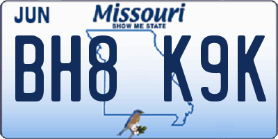 MO license plate BH8K9K