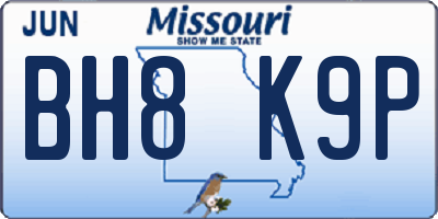 MO license plate BH8K9P