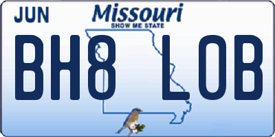 MO license plate BH8L0B