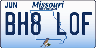 MO license plate BH8L0F