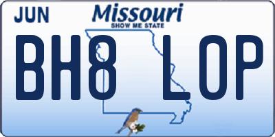 MO license plate BH8L0P