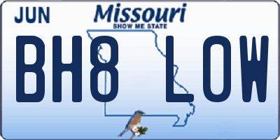 MO license plate BH8L0W