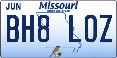 MO license plate BH8L0Z