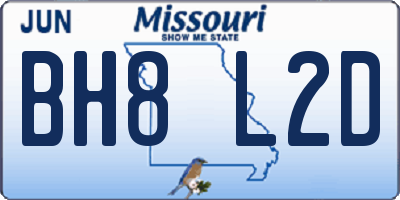 MO license plate BH8L2D