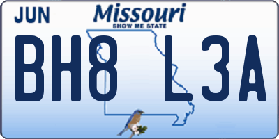 MO license plate BH8L3A
