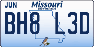 MO license plate BH8L3D