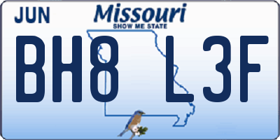 MO license plate BH8L3F