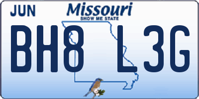 MO license plate BH8L3G