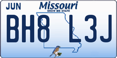 MO license plate BH8L3J