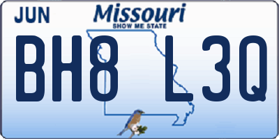 MO license plate BH8L3Q