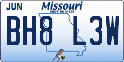 MO license plate BH8L3W