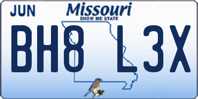 MO license plate BH8L3X