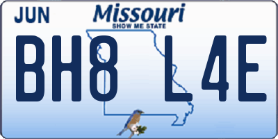 MO license plate BH8L4E